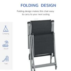 Outsunny Reclining Sun Lounger Chair - Black - 84B-537BK -OUTSUNNY Sales Shop o u outsunny 84b 537bk 4