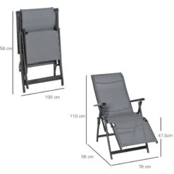 Outsunny 2-Piece Reclining Sun Lounger Set - Grey - 84B-537V01 10 Outsunny 2-Piece Reclining Sun Lounger Set - Grey - 84B-537V01 -OUTSUNNY Sales Shop o u outsunny 84b 537v01 dimensions