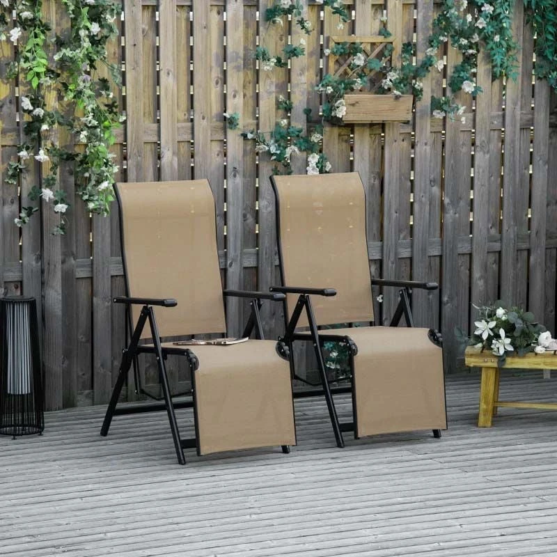 Outsunny 2-Piece Reclining Sun Lounger Set - Beige -84B-537V01BG 9 Outsunny 2-Piece Reclining Sun Lounger Set - Beige -84B-537V01BG - Image 9