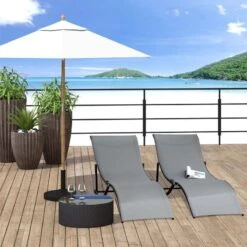 Outsunny 2 Piece Sun Lounger Set - Grey - 84B-540CG