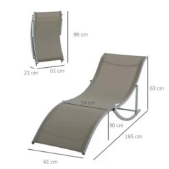 Outsunny 2 Piece Sun Lounger Set - Grey - 84B-540GY -OUTSUNNY Sales Shop o u outsunny 84b 540gy dimensions