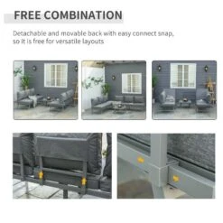 Outsunny 6-Seater Metal Garden Furniture Set / Sun Lounger- Grey - 84B-557V70 -OUTSUNNY Sales Shop o u outsunny 84b 557v70 3