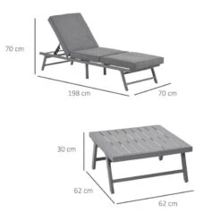 Outsunny 6-Seater Metal Garden Furniture Set / Sun Lounger- Grey - 84B-557V70 -OUTSUNNY Sales Shop o u outsunny 84b 557v70 dimensions