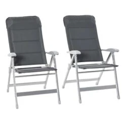Outsunny Set Of 2 Foldable Padded Garden Chairs - Grey - 84B-566V01 -OUTSUNNY Sales Shop o u outsunny 84b 566v01 3