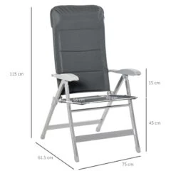 Outsunny Set Of 2 Foldable Padded Garden Chairs - Grey - 84B-566V01 -OUTSUNNY Sales Shop o u outsunny 84b 566v01 dimensions