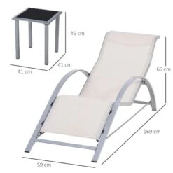 Outsunny 3 Piece Sun Lounger Set With Table - White - 84B-570CW -OUTSUNNY Sales Shop o u outsunny 84b 570cw dimensions