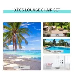 Outsunny 3 Piece Sun Lounger Set With Table - Grey - 84B-570GY -OUTSUNNY Sales Shop o u outsunny 84b 570gy 5
