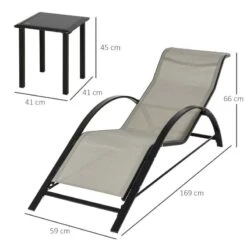 Outsunny 3 Piece Sun Lounger Set With Table - Grey - 84B-570GY -OUTSUNNY Sales Shop o u outsunny 84b 570gy dimensions