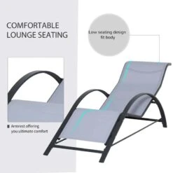 Outsunny 3 Piece Sun Lounger Set With Table - Grey - 84B-570LG -OUTSUNNY Sales Shop o u outsunny 84b 570lg 2