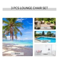 Outsunny 3 Piece Sun Lounger Set With Table - Grey - 84B-570LG -OUTSUNNY Sales Shop o u outsunny 84b 570lg 5