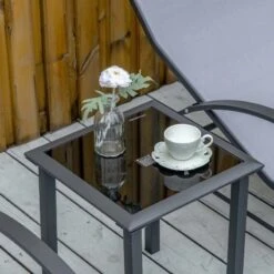 Outsunny 3 Piece Sun Lounger Set With Table - Grey - 84B-570LG -OUTSUNNY Sales Shop o u outsunny 84b 570lg 6