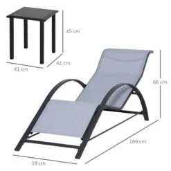 Outsunny 3 Piece Sun Lounger Set With Table - Grey - 84B-570LG -OUTSUNNY Sales Shop o u outsunny 84b 570lg dimensions