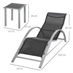 Outsunny 3 Piece Sun Lounger Set With Table - Black - 84B-570SR -OUTSUNNY Sales Shop o u outsunny 84b 570sr dimensions