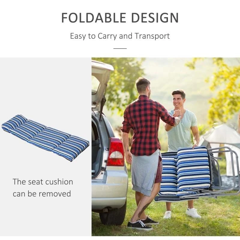 Outsunny 2-Piece Reclining Sun Lounger Set - With Cushions - Blue - 84B-571V70BU 5 Outsunny 2-Piece Reclining Sun Lounger Set - With Cushions - Blue - 84B-571V70BU - Image 5