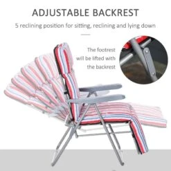 Outsunny 2-Piece Reclining Sun Lounger Set - With Cushions - Red/White - 84B-571V70RD -OUTSUNNY Sales Shop o u outsunny 84b 571v70rd 2