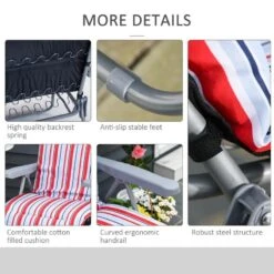 Outsunny 2-Piece Reclining Sun Lounger Set - With Cushions - Red/White - 84B-571V70RD -OUTSUNNY Sales Shop o u outsunny 84b 571v70rd 4