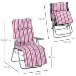Outsunny 2-Piece Reclining Sun Lounger Set - With Cushions - Red/White - 84B-571V70RD -OUTSUNNY Sales Shop o u outsunny 84b 571v70rd dimensions