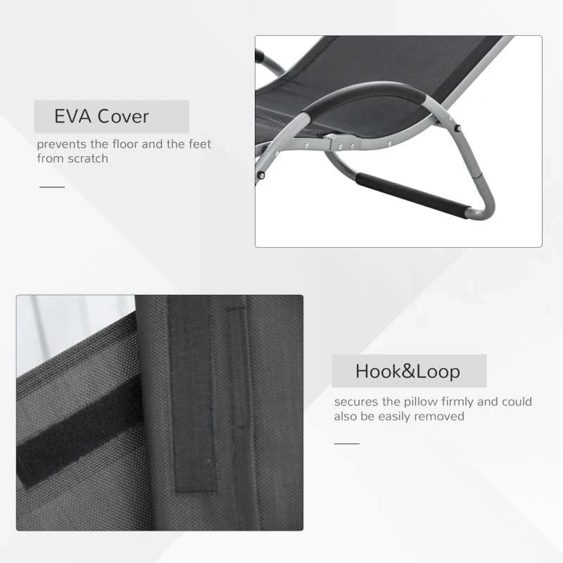 Outsunny Sun Lounger With Pillow - Black - 84B-572BK 4 Outsunny Sun Lounger With Pillow - Black - 84B-572BK - Image 4