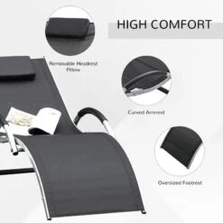 Outsunny Sun Lounger With Pillow - Black - 84B-572BK 15 Outsunny Sun Lounger With Pillow - Black - 84B-572BK -OUTSUNNY Sales Shop o u outsunny 84b 572bk 5