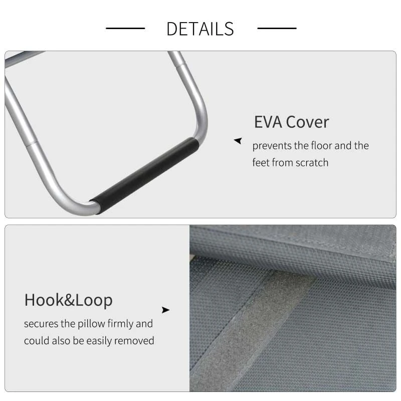 Outsunny Sun Lounger With Pillow - Grey - 84B-572V70CG 5 Outsunny Sun Lounger With Pillow - Grey - 84B-572V70CG - Image 5