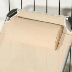 Outsunny Reclining Sun Lounger With Pillow - Khaki - 84B-592V70 13 Outsunny Reclining Sun Lounger With Pillow - Khaki - 84B-592V70 -OUTSUNNY Sales Shop o u outsunny 84b 592v70 5