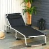 Outsunny Reclining Sun Lounger With Pillow - Black - 84B-592V70BK