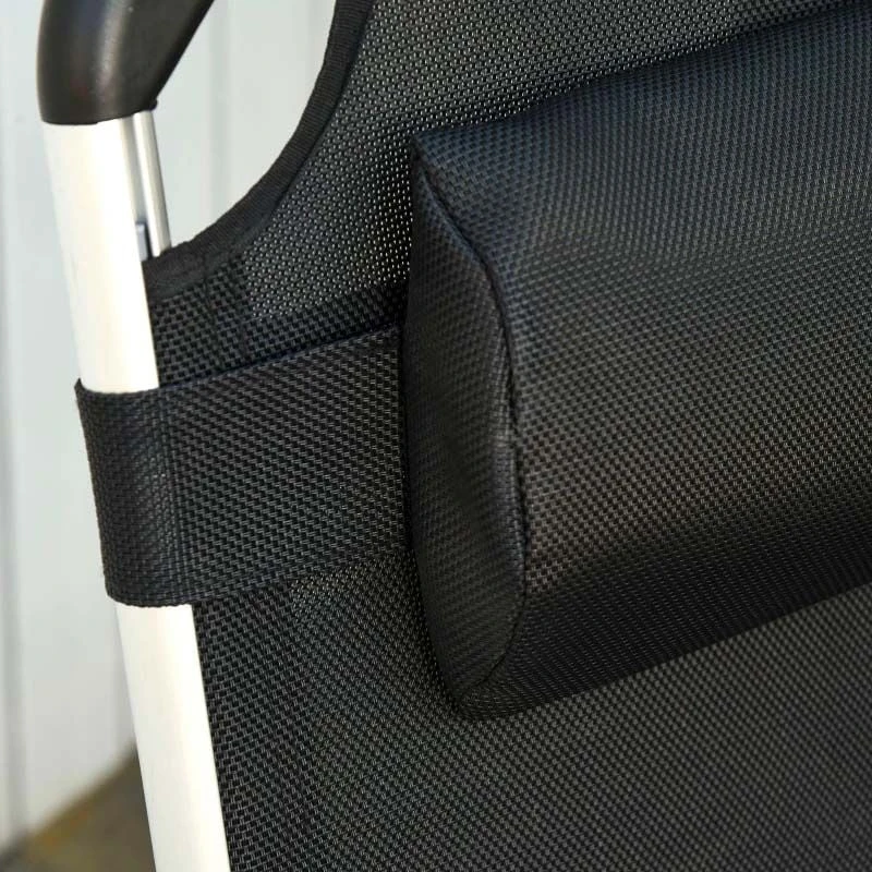 Outsunny Reclining Sun Lounger With Pillow - Black - 84B-592V70BK 7 Outsunny Reclining Sun Lounger With Pillow - Black - 84B-592V70BK - Image 7