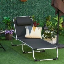 Outsunny Reclining Sun Lounger With Pillow - Black - 84B-592V70BK 15 Outsunny Reclining Sun Lounger With Pillow - Black - 84B-592V70BK -OUTSUNNY Sales Shop o u outsunny 84b 592v70bk lifestyle