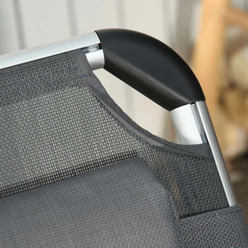 Outsunny Reclining Sun Lounger With Pillow - Grey - 84B-592V70CG 7 Outsunny Reclining Sun Lounger With Pillow - Grey - 84B-592V70CG - Image 7
