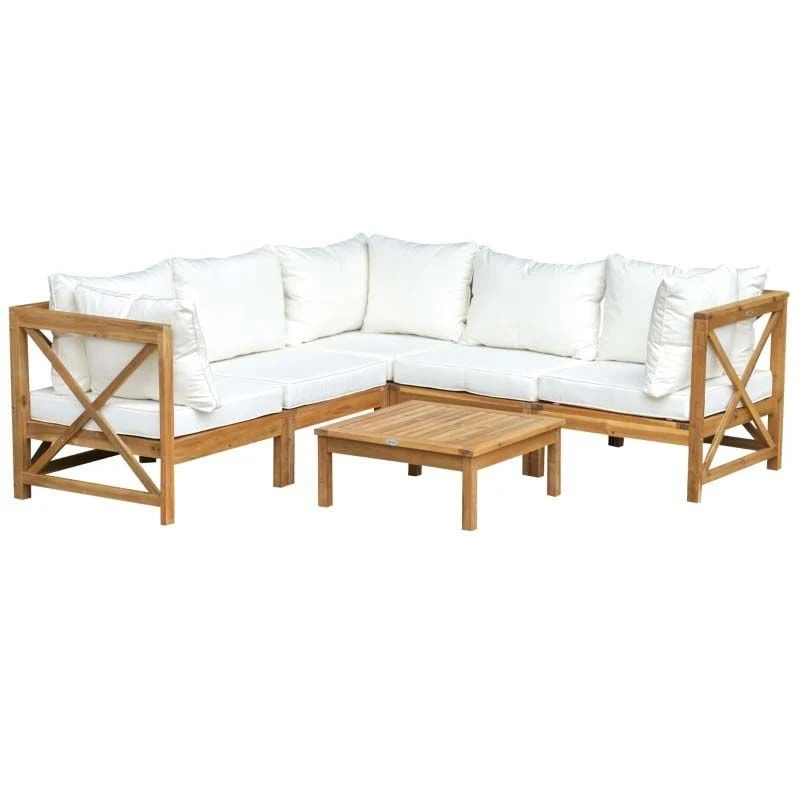 Outsunny 6 Piece Garden Furniture Set - Cream White - 84B-593V70WT 2 Outsunny 6 Piece Garden Furniture Set - Cream White - 84B-593V70WT - Image 2