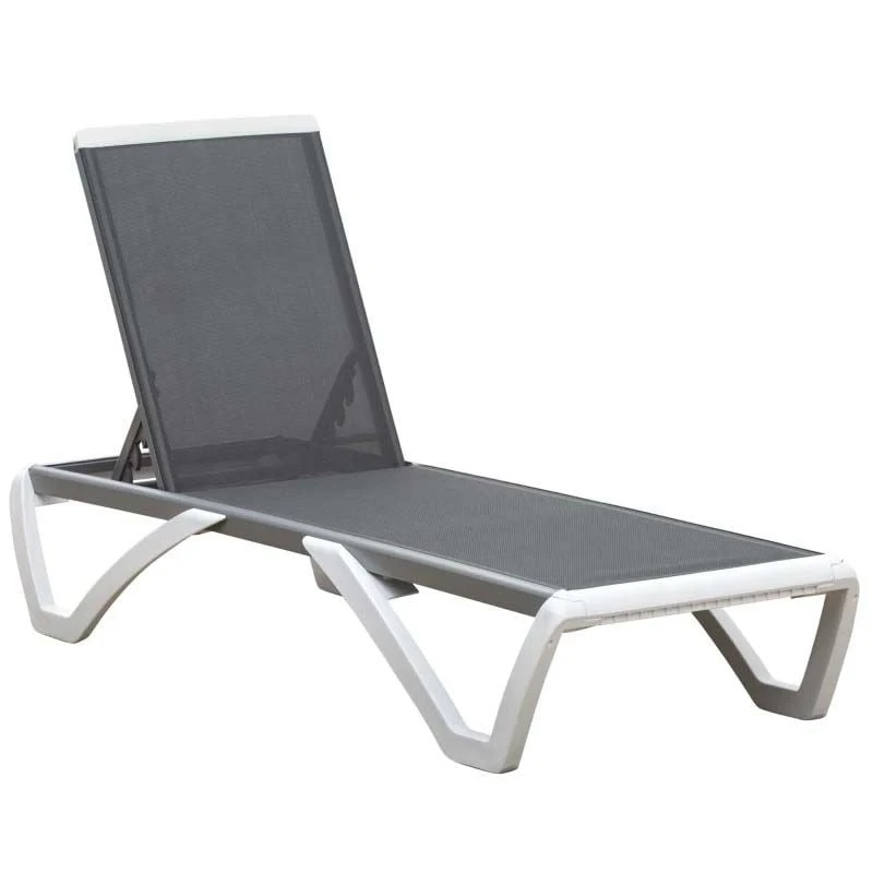 Outsunny Reclining Sun Lounger - Grey - 84B-595GY 2 Outsunny Reclining Sun Lounger - Grey - 84B-595GY - Image 2
