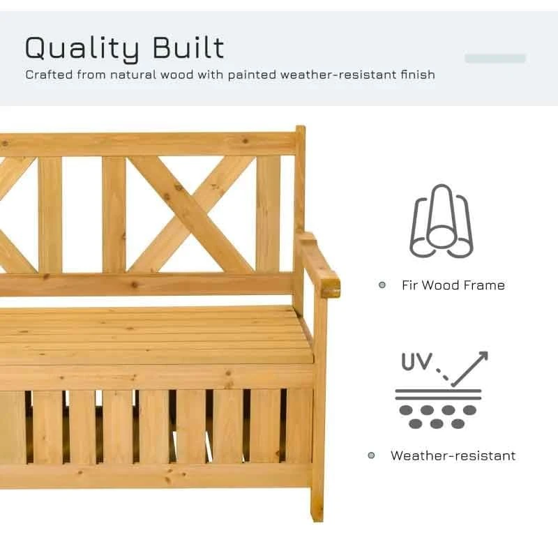Outsunny 2-Seater Wooden Garden Bench With Storage - 84B-597 6 Outsunny 2-Seater Wooden Garden Bench With Storage - 84B-597 - Image 6
