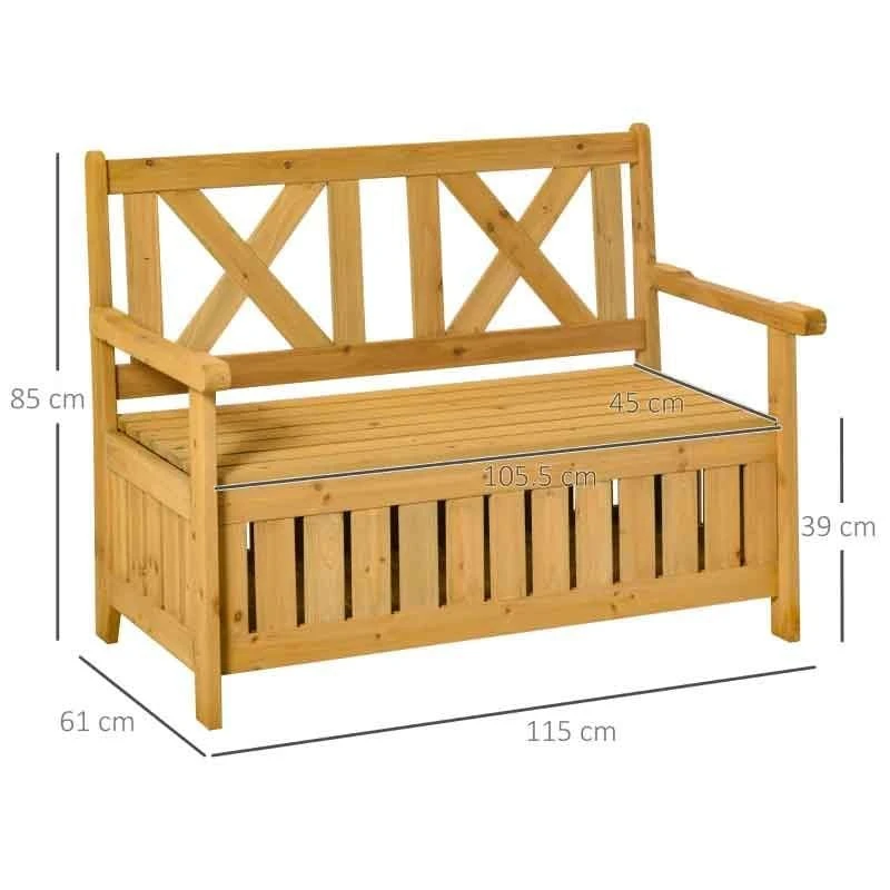 Outsunny 2-Seater Wooden Garden Bench With Storage - 84B-597 3 Outsunny 2-Seater Wooden Garden Bench With Storage - 84B-597 - Image 3