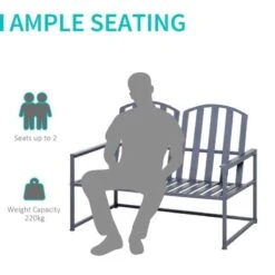 Outsunny Steel Patio Garden Bench - Grey - 84B-599GY -OUTSUNNY Sales Shop o u outsunny 84b 599gy 2