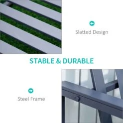 Outsunny Steel Patio Garden Bench - Grey - 84B-599GY -OUTSUNNY Sales Shop o u outsunny 84b 599gy 3