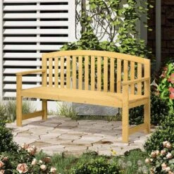 Outsunny 2 Seater Wooden Garden Bench - Orange - 84B-634V00OG