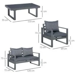 Outsunny 4-Seater Metal Garden Furniture Set - Grey - 84B-640 -OUTSUNNY Sales Shop o u outsunny 84b 640 dimensions