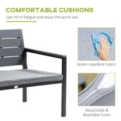 Outsunny 4-Seater Metal Garden Furniture Set - Grey - 84B-642V70CF -OUTSUNNY Sales Shop o u outsunny 84b 642v70cf 3