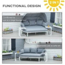 Outsunny 3-Seater Metal Garden Furniture Set - White/Grey - 84B-651V70 -OUTSUNNY Sales Shop o u outsunny 84b 651v70 3