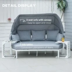Outsunny 3-Seater Metal Garden Furniture Set - White/Grey - 84B-651V70 -OUTSUNNY Sales Shop o u outsunny 84b 651v70 4