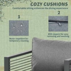 Outsunny 9 Piece Garden Dining Aluminium Cube Table Chairs & Footstool Set - Grey - 84B-657 -OUTSUNNY Sales Shop o u outsunny 84b 657 cushion