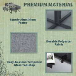 Outsunny 9 Piece Garden Dining Aluminium Cube Table Chairs & Footstool Set - Grey - 84B-657 -OUTSUNNY Sales Shop o u outsunny 84b 657 premium