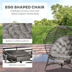 Outsunny Folding Egg Chair With Soft Cushion - Brown - 84B-670V70 -OUTSUNNY Sales Shop o u outsunny 84b 670v70 2