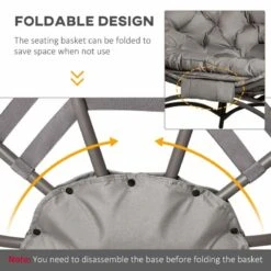 Outsunny Folding Egg Chair With Soft Cushion - Brown - 84B-670V70 -OUTSUNNY Sales Shop o u outsunny 84b 670v70 3