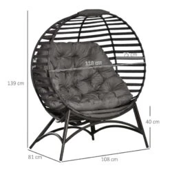 Outsunny Folding Egg Chair With Soft Cushion - Brown - 84B-670V70 -OUTSUNNY Sales Shop o u outsunny 84b 670v70 dimensions