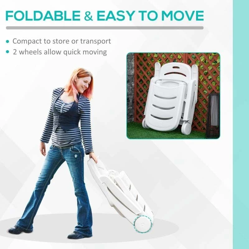 Outsunny Reclining Sun Lounger - White - 84B-687 4 Outsunny Reclining Sun Lounger - White - 84B-687 - Image 4