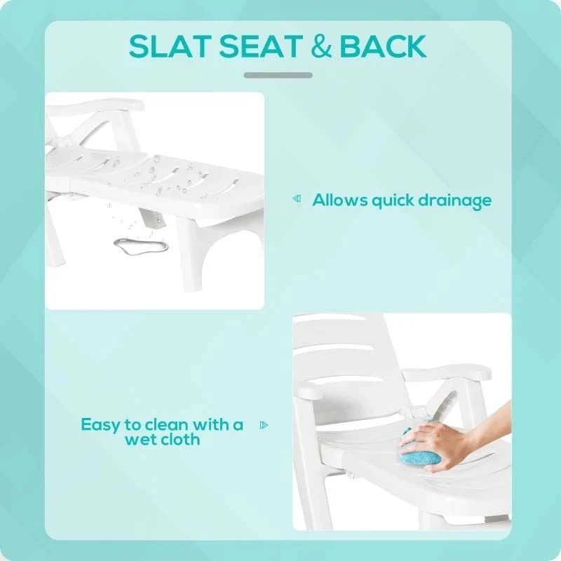 Outsunny Reclining Sun Lounger - White - 84B-687 6 Outsunny Reclining Sun Lounger - White - 84B-687 - Image 6