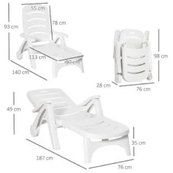 Outsunny Reclining Sun Lounger - White - 84B-687 11 Outsunny Reclining Sun Lounger - White - 84B-687 -OUTSUNNY Sales Shop o u outsunny 84b 687 dimensions