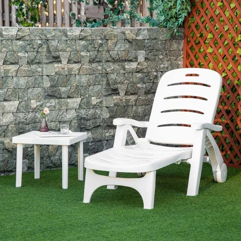 Outsunny Reclining Sun Lounger - White - 84B-687 9 Outsunny Reclining Sun Lounger - White - 84B-687 - Image 9
