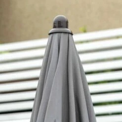 Outsunny 6 Piece Patio Dining Table & Folding Chairs Set With Umbrella - Brown - 84B-688 -OUTSUNNY Sales Shop o u outsunny 84b 688 material